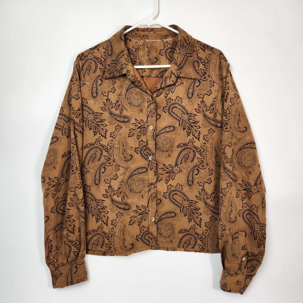Western Wear Shirt Womens M Phoebe Buffay Suede Paisley All Over Print Wild West